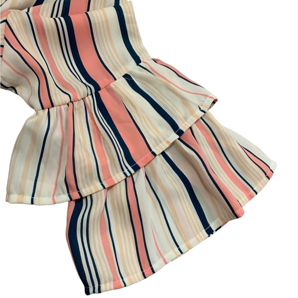 CURE peasant stripe ruffle sleeves v neck top size 2XL !! - Picture 3 of 11